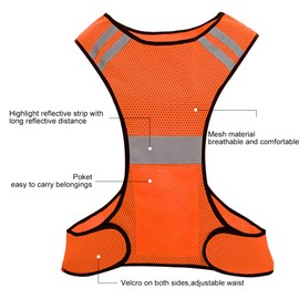 Biqing Hi Vis Vest Reflective Running Vest High Visibility Vest For Running Walking Cycling Jogging. (Orange)