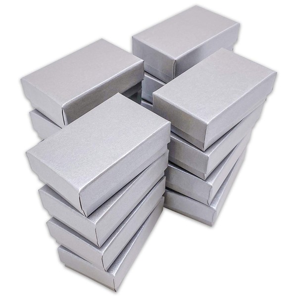 TheDisplayGuys 25-Pack #21 Cotton Filled Cardboard Paper Jewelry Box Gift Case - Pearl Gray (2.6" x 1.6" x 1.0")