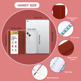 BLESWIN Address Book with Alphabetical Tabs, Hardcover Address Book for Record Contacts, Small Address Book to Store All Your Important Informations in One Place, 6.1x4.7" – Red