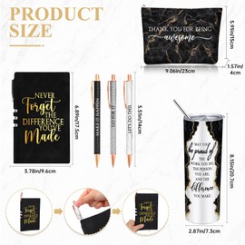 Domensi 6 Pcs Employee Appreciation Gift Set for Women Thank You Gift May You Be Proud 20 oz Rustic Black Marble Sign Tumbler Makeup Bag Journal Ballpoint for Teacher Nurse Lady Work Business Gift