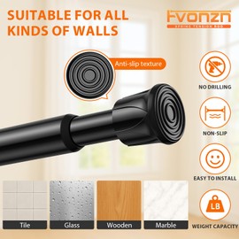 FVONZN Tension Curtain Rod Spring Tension Black 28-48Inch adjustable Curtain Rod 6PCS small Tension Rod of Small Window Cupboard Kitchen Closet