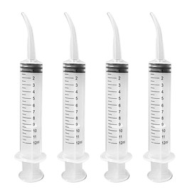 Sarini 4 PCS Dental Irrigation Syringe Dental Syringe Graduated Syringe Cleaning Syringe Oral Irrigator Curved Syringe Tip Feeding Injection Tool with Curved Tip Syringe