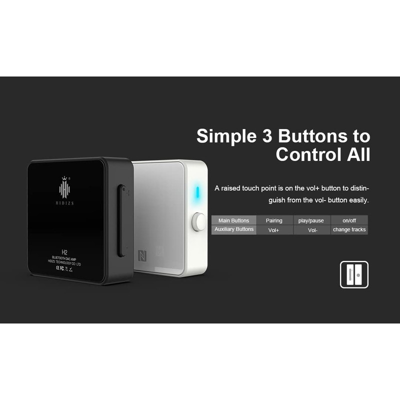 HIDIZS H2 Lossless Bluetooth Receiver with LDAC/aptX/aptXHD/AAC, Supports Multiple Codecs