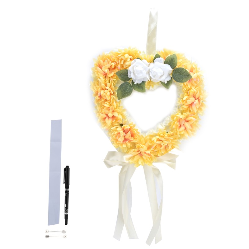Heart Shaped Tribute Memorial Wreath Artificial Silk Wreath Gravestone Decoration