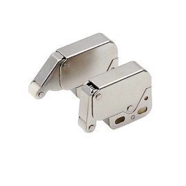 Pack of 8 Spring Catch Mini Latch with Mounting Plate and Screw Mini Door Lock, Handle-less Design for Cabinet Doors, Drawers, Cupboard Doors