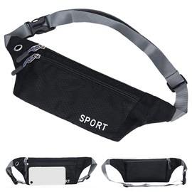 Money Belt for Men and Women, Flat Bum Bag, Hip Bag, Hidden Money Belt, Travel Bag, Waist Bag, for Sports, Travel, Fitness or Jogging for Money, Cards, Passport