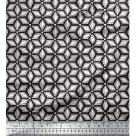 Soimoi Black Rayon Fabric Geometric Mandala Print Fabric by Yard 56 Inch Wide