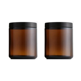 2 Pcs 8oz Amber Glass Jars Refillable Cosmetic Containers with Inner Liners and Black Lids Empty Round Cream Jars for Lotion Ointments Bath Salts Makeup Storage