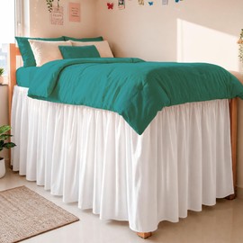 Cottington Lane - Falda de cama extra larga con volantes para recámara universitario de 32 pulgadas de caída, colección de hotel premium de fibra de mircofibra cepillada individual XL con volantes en