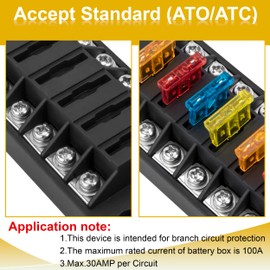 GUNGY Fuse Holder 12 Volt Car Fuse Box 8 Compartment Fuse Holder Blade Fuse with 24 Pieces Fuses and Labels for Car Boat Motorhome