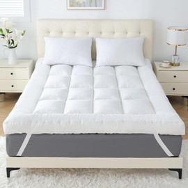 SHOUREN 4 Inch Memory Foam Mattress Topper Queen for Back Pain, Extra Soft Pillow Top Mattress Topper, 2000GSM Fluffy Shredded Memory Foam Filled & Thicked Down Alternative-Lined 80x60x4in