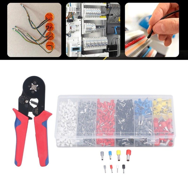 1800Pcs/Set Ferrule Crimping Tool Kit AWG 23‑7 Crimper Plier with