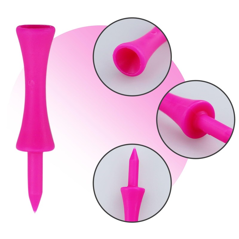 LWMLWM Pack of 100 Pink Golf Tees, 57 mm Plastic