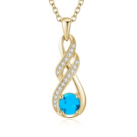 LOCIBLO December Birthstone Necklaces for Women 925 Sterling Silver Infinity Pendant 18K Gold Plated Created Blue Turquoise Necklace Jewellery for Her, 16"+2"