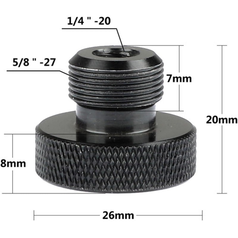 CAMVATE Tornillo de micrófono hembra de 1/4"-20 a 5/8"-27 macho