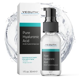 YEOUTH Pure Hyaluronic Acid Serum for Face 99% for Dry & Dull Skin, Hydrating Hyaluronic Acid Face Serum for Women & Men, For All Skin Types 1oz