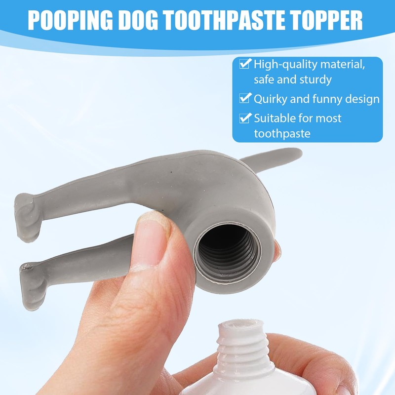 6 Pack Pooping Dog Butt Toothpaste Topper, Fun Dog Toothpaste