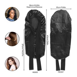 Schlafmütze Satin Bonnet, Lange Satin Haarhaube Mädchen, Große Seidenhaube zum Schlafen, Lange Satin Haarhaube für Die Nacht, Weiche Kopfhaube Schlafhaube Seide mit Gummizug für Damen und Mädchen