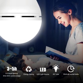 BoRccdit BoRccdit A21 6PK Emergency-Rechargeable-Light-Bulb, Keep Lighting During Power Outage, 12W 6500K LED 65W Equivalent Light Bulbs, 1200 mAh Battery Backup Light Bulbs for Home Power Failure