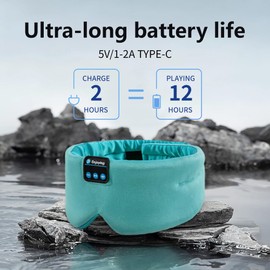 Sleep Headphones Eye Mask Soft Headband Headphones Wireless Sleeping Mask with Ultra-Thin Headset, Side Sleeper Adjustable Sleep Mask,Emerald