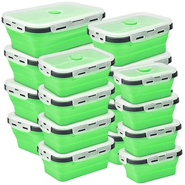 Rosenstein & Söhne Frischhaltedosen Set: 16er-Set zusammenklappbare Silikon-Aufbewahrungsbehälter mit Deckeln (Aufbewahrungsbox aus Silikon, Teig-Aufbewahrungsboxen)