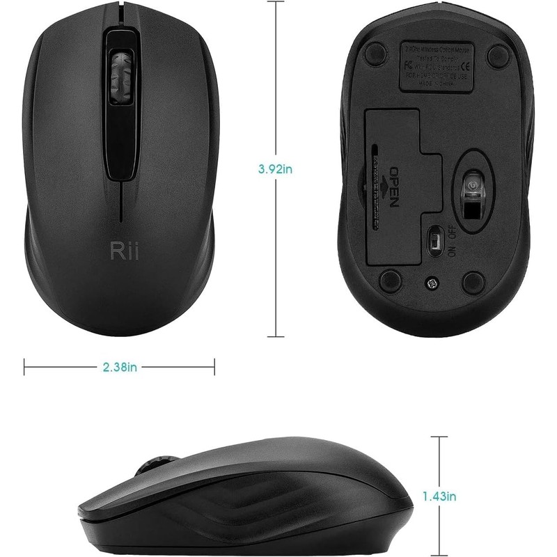 Rii Wireless Noiseless Mouse,2.4G Portable Computer Mice for PC, Laptop,