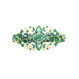Faship Gorgeous Emerald Color Green Crystal Hair Barrette Clip