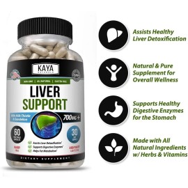 No Brand Kaya Naturals Liver Support - Liver Detox | Gut Health Support for Adult | Milk