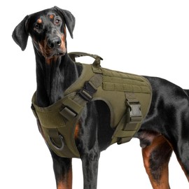 FEimaX Tactical Dog Harness Military Working Harnesses with Handle 2X Metal Buckle, Adjustable No Pull Service Vest with Molle & Loop Panels for Medium Large Dogs Training Walking Hunting