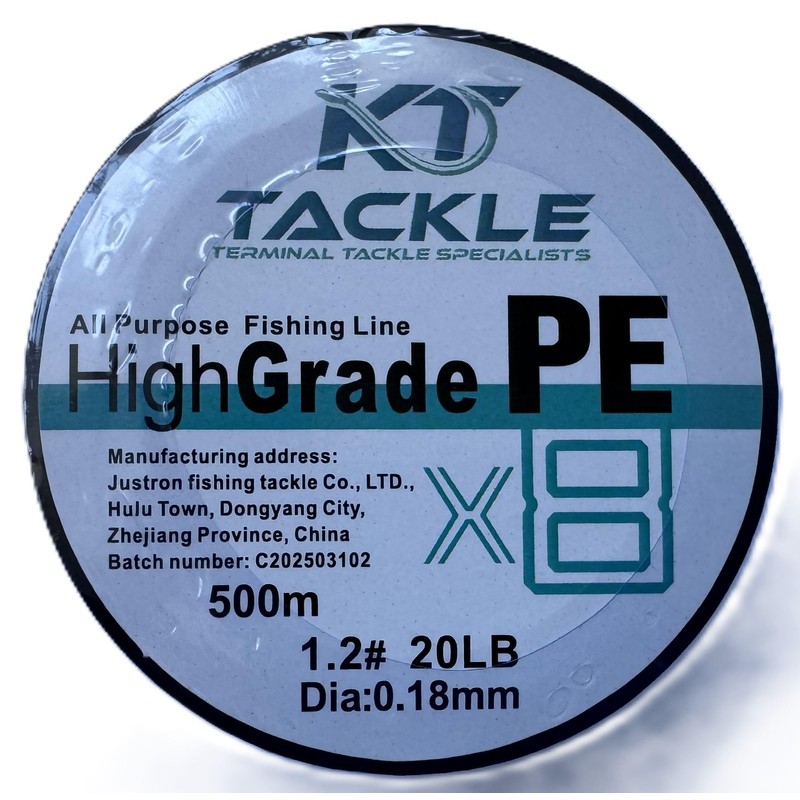 KT Tackle Fishing Line 20lbs, 8 strand braid, 500m, 0.18mm