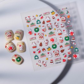 Christmas Nail Art Stickers 5D Embossed Snowman Nail Stickers Self-Adhesive Snowflake Santa Claus Christmas Wreath Nail Decals for Women Girls Winter Holiday Manicure DIY Nail Supplies