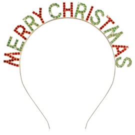 iwiio Merry Christmas Headbands for Women Christmas Hair Accessories Christmas Rhinestone Hair Bands Shinny Crystal Merry Christmas Crown for Christmas Party Supplies