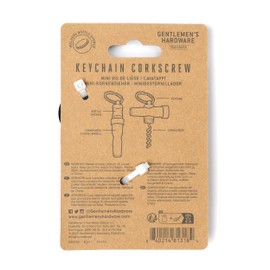 Gentlemen's Hardware Corkscrew Compact Keychain Wine Bottle Opener, 76mm Long, Black