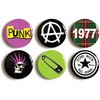 6 x"PUNK ROCK" FANCY DRESS RETRO BADGES PINS BUTTONS (1inch/25mm