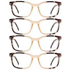 WEMOOTANTS 4 Packs Brown Tortoise Reading Glasses 1.5 for Women Square Large Readers 1.00 1.25 1.50 1.75 2.00 2.25 2.50 2.75 3.00 3.50 4.00