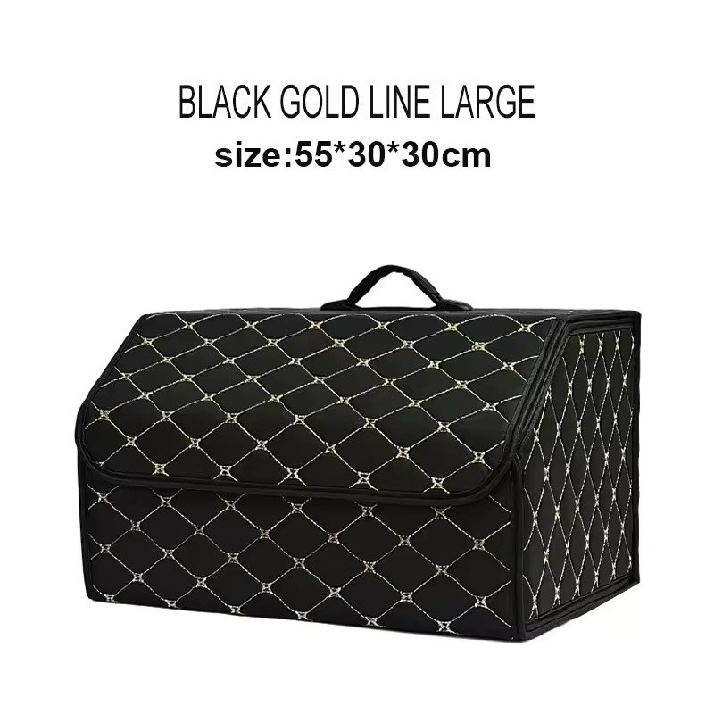 Foldable PU Leather Car Trunk Organizer with Lid, Large Capacity