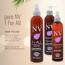 Pure NV 1 For ALL Weightless Leave In Conditioner Detangle & Eliminate Frizz, Botanically Based, Keratin, Collagen & Argan Oil Infused (8.5 Oz)
