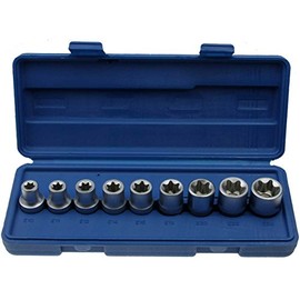 ALKAN-Socket Spanner Socket Spanner Set E-Profile E10–E24 Nuts 9–Piece Set Chrome-Vanadium Steel