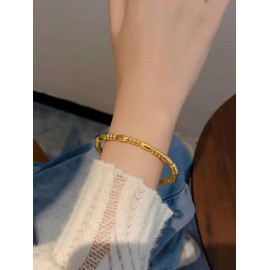 vissen Gold Color Bangle Bracelets for Women Water Droplet Round Beaded Elegant Gold Bracelet for Girl Jewelry