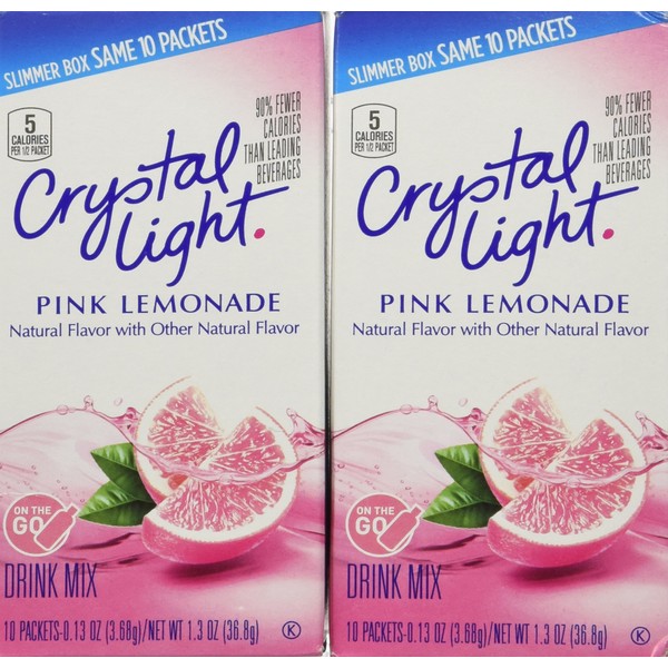 Crystal Light On The Go Pink Lemonade Drink Mix, 10 ct, pack of 2