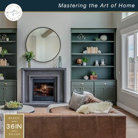 MCS Master & Co. 37.75in Round Metal Black Mirror, Modern Wall Hanging Large Mirror for Bathroom, Bedroom & Livingroom