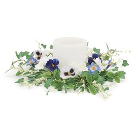 Melrose Mixed Petunia and Pansy Artificial Candle Ring - 16"
