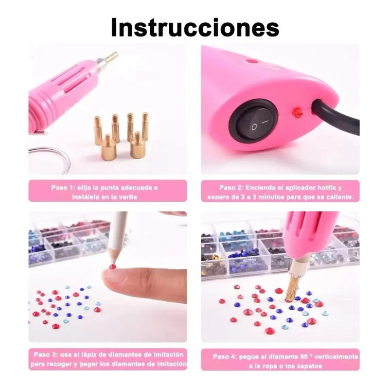 Kit De Aplicador Piedras Decorativas Para Ropa Uñas Hotfix