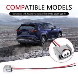 Opuweiy 4 PCS Fuel Injector Connectors, 2 Pin Fuel Injector Connector with Pigtail, Wiring Harness Plug Replaces 23250-22020, Compatible with Lexus Scion Suzuki Acura Pontiac (Gray)