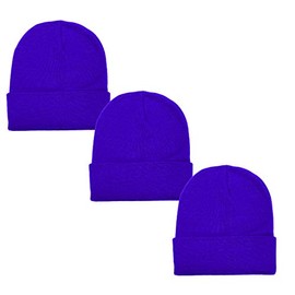 Gelante Unisex Beanie Cap Knitted Warm Solid Color 2040A-Roy Blue-3PC