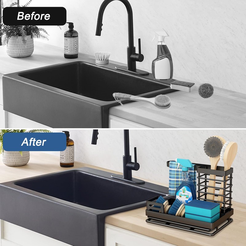 Sink Caddy Sponge Holder for Kitchen Sink, Dish Brush Sponge