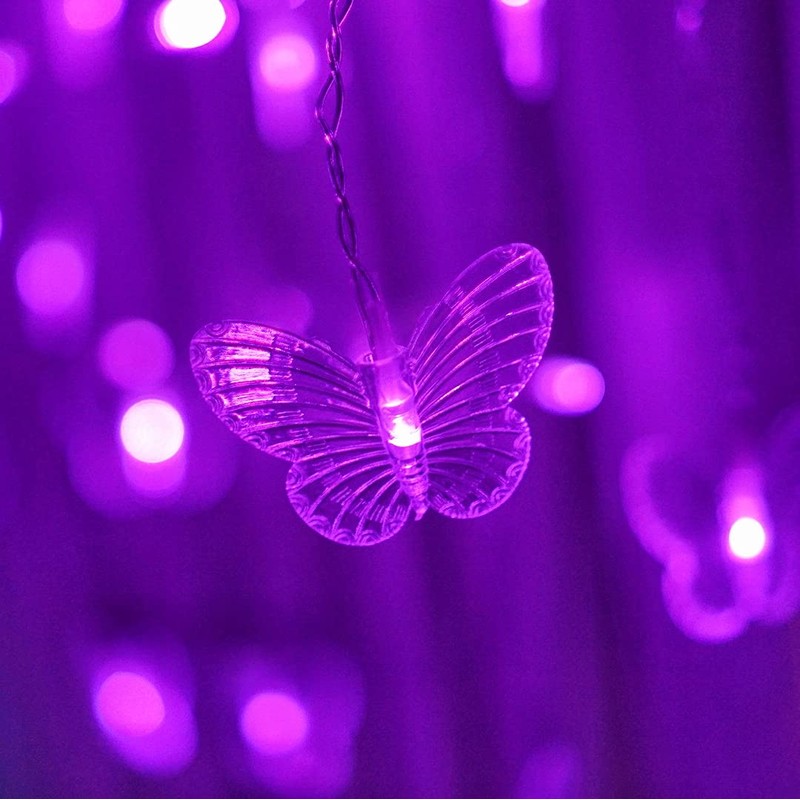 Butterfly Curtain Fairy String Lights, 120LED 8 Modes USB Powered