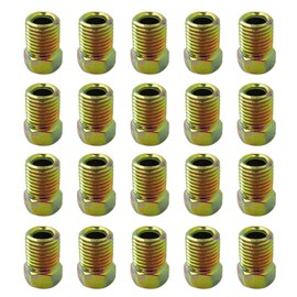 Premium 3/8-24 Inline Tube Nuts Finish Gold Zinc Inverted Flare Gold Zinc Fitting 3/16 Brake Line Tubing, 20pc/Set
