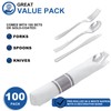 Joyido 100Guests Pre Rolled Silver Plastic Silverware Sets - Heavy