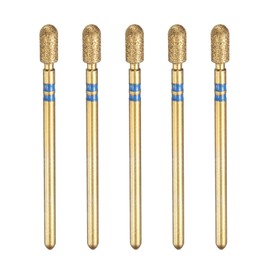 sourcing map 5pcs 120-140 Grits Diamond Grinding Bit 3.5mm Cylindrical Ball Head 2.35mm Shank 7mm Length Titanium Plated Stone Sanding Drill Bits Rotary Tool for Nails Grinding Polishing, Blue
